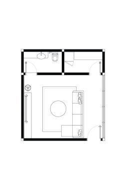 Minimalist Stüdyo Ev Tiyatrosu Klozet ve Kilerli Kat Planı. 4