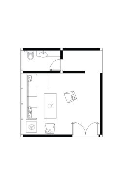 Minimalist Misafir Odası. Koltuğu ve kahve masası düzeniyle. 4