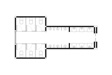Bayanlar ve Nazik Alanlı Umumi Tuvalet Planı Üst Görünüm Projesi. 3