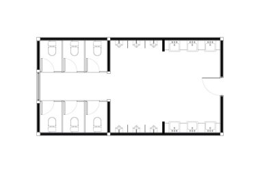 Bayanlar ve Nazik Alanlı Umumi Tuvalet Planı Üst Görünüm Projesi. 1