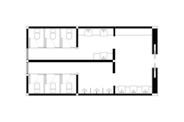 Bayanlar ve Nazik Alanlı Umumi Tuvalet Planı Üst Görünüm Projesi. 5