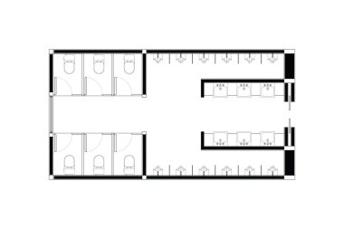 Bayanlar ve Nazik Alanlı Umumi Tuvalet Planı Üst Görünüm Projesi. 6