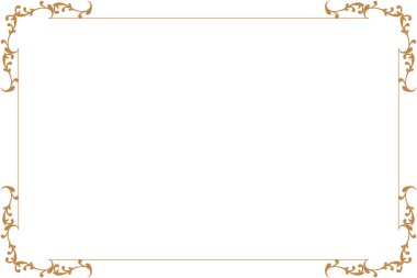 Beyaz Arkaplanda Çiçek Süslemeleri olan Zarif Altın Dekoratif Vintage Frame. 493