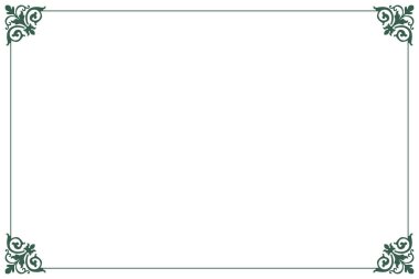 Süslü vintage çerçevelerin elementleri. Klasik hat hareketlerinde sınır yeşili, çiçek motiflerinde de. Tebrik kartları için tasarım baskısı, düğün davetiyeleri, restoran menüsü, kraliyet sertifikaları. 582 'yi ayarla.