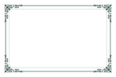 Süslü vintage çerçevelerin elementleri. Klasik hat hareketlerinde sınır yeşili, çiçek motiflerinde de. Tebrik kartları için tasarım baskısı, düğün davetiyeleri, restoran menüsü, kraliyet sertifikaları. 582 'yi ayarla.