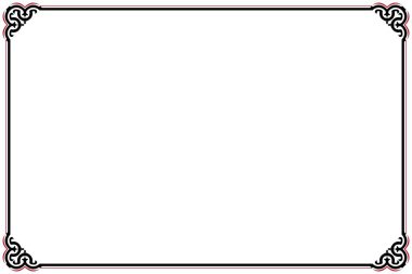 Oriental Frame Design Geleneksel Çin Biçimli Geometrik Köşe Süslemesi. Kırmızı siyah izole edildi. 751