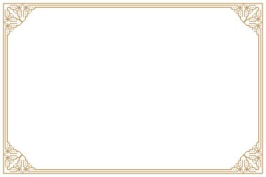 Oriental Frame Design Geleneksel Çin Biçimli Geometrik Köşe Süslemesi. Altın izole edilmiş. 791