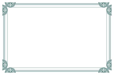 Süslü vintage çerçevelerin elementleri. Sınır, beyaz üzerine yeşil girdap şeklinde izole edilmiş. Tebrik kartları için tasarım baskısı, düğün davetiyeleri, restoran menüsü, kraliyet sertifikaları. 876 'yı ayarla