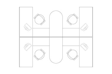 Üst Görünüm Ofis, Bilgisayarlı Kat Planı. 8