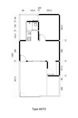 Bahçesi ve garajı olan küçük bir evin mimari kat planları. 7