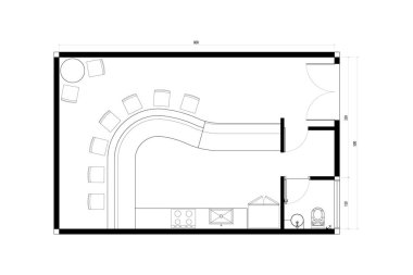 A Kafe Planı Mobilya Modeli Tasarımlı. 2