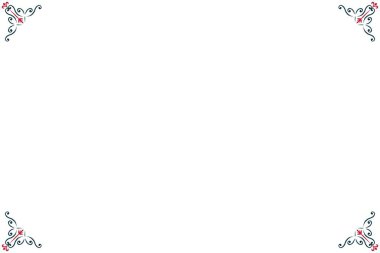 Zarif Mavi ve Kırmızı Dekoratif Çiçek Süslü Vintage Frame. 883