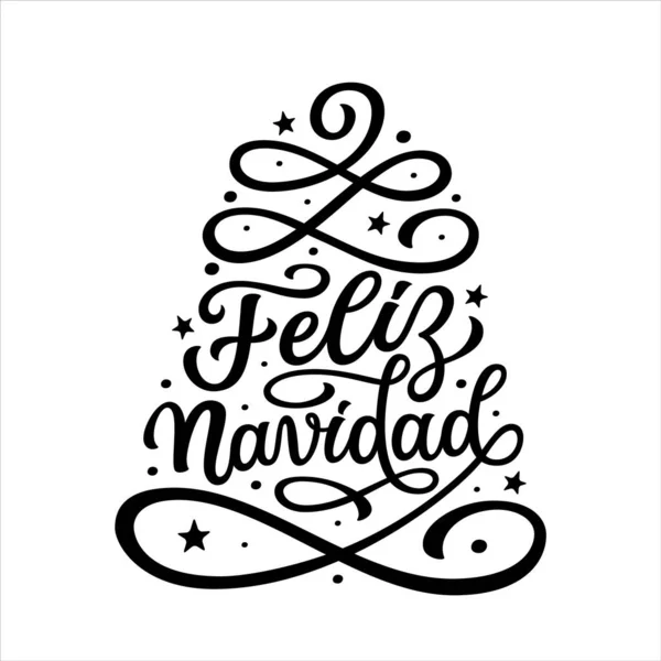 Frohe Weihnachten Auf Spanisch Schriftzug Text Isoliert Auf Weißem Hintergrund — Stockvektor
