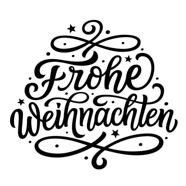 Feliz Natal Alemão Texto Lettering Mão Isolado Fundo Branco Tipografia —  Vetores de Stock