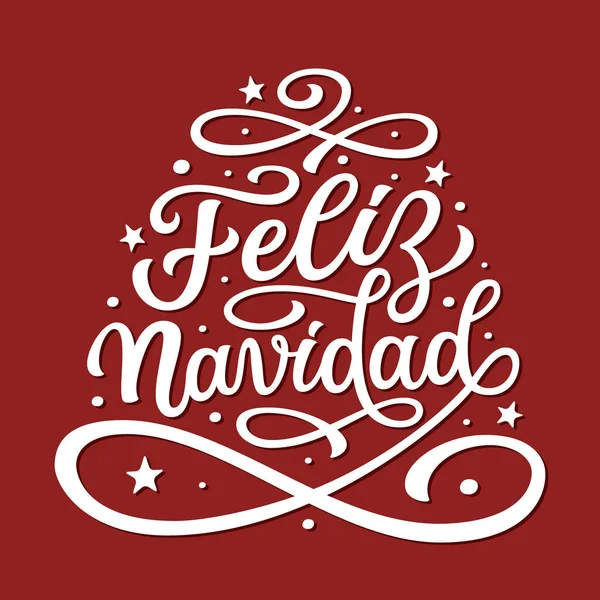 Veselé Vánoce Šťastný Nový Rok Španělštině Ručně Psaný Text Červeném — Stockový vektor