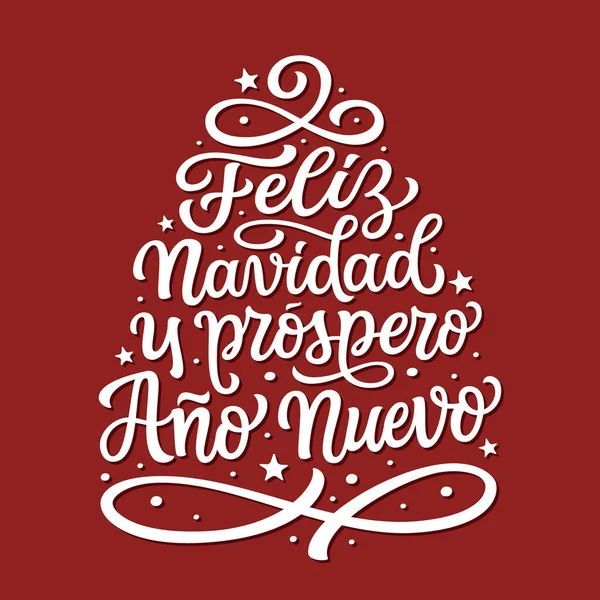 Frohe Weihnachten Und Ein Gutes Neues Jahr Auf Spanisch Handgeschriebener — Stockvektor