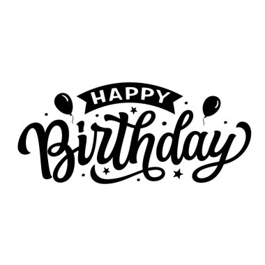 Happy Birthday. Hand lettering text isolated on white background. Vector typography for party decorations, balloons, cards, posters, banners