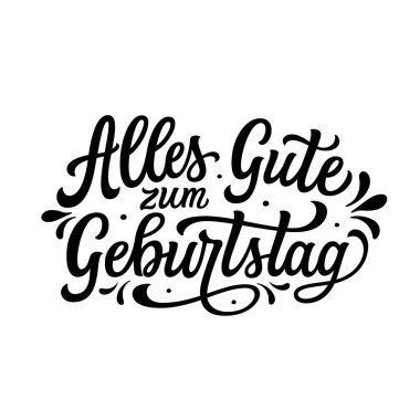 Happy Birthday in German. Hand lettering text isolated on white background. Vector typography for party decorations, balloons, cards, posters, banners