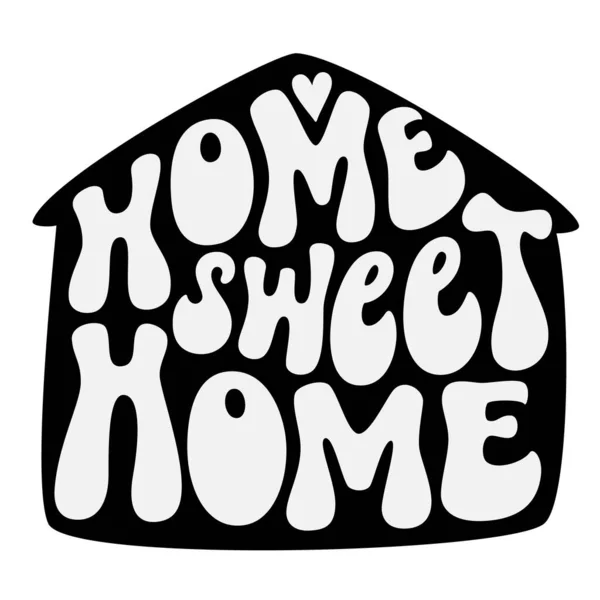 Home Sweet Home Hand Lettering Quote House Shape Isolated White — Stock Vector