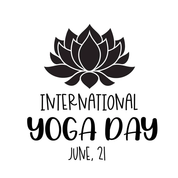 Internationaler Yoga Tag Juni Vektor Typografie Poster Oder Banner Mit — Stockvektor