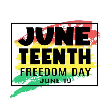 Haziran 'ın 19' unda özgürlük günü. Afişler, afişler, kartlar için beyaz arkaplanda izole edilmiş vektör tipografi metni