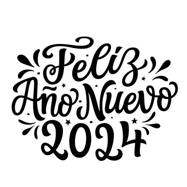 Gelukkig Nieuwjaar 2024 Het Spaans Handschrift Tekst Geïsoleerd Witte Achtergrond Rechtenvrije Stockillustraties