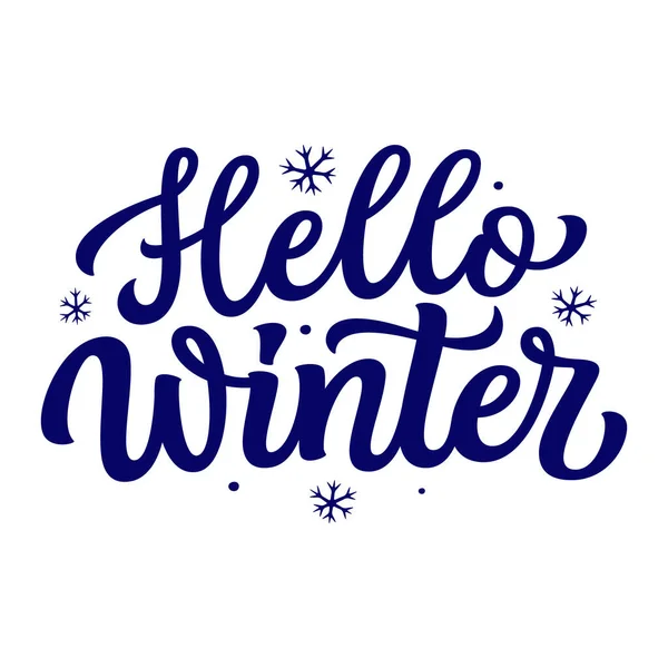 Hallo Winter Handschrift Wintertext Isoliert Auf Weißem Hintergrund Vektor Typografie — Stockvektor