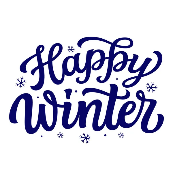 Ευτυχισμένος Χειμώνας Χειρόγραφη Χειμερινό Κείμενο Απομονωμένο Λευκό Φόντο Τυπογραφία Διανυσμάτων — Διανυσματικό Αρχείο