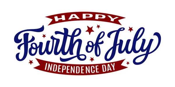 Feliz Dia Independência Julho Texto Com Letras Mão Forma Estrela — Vetor de Stock