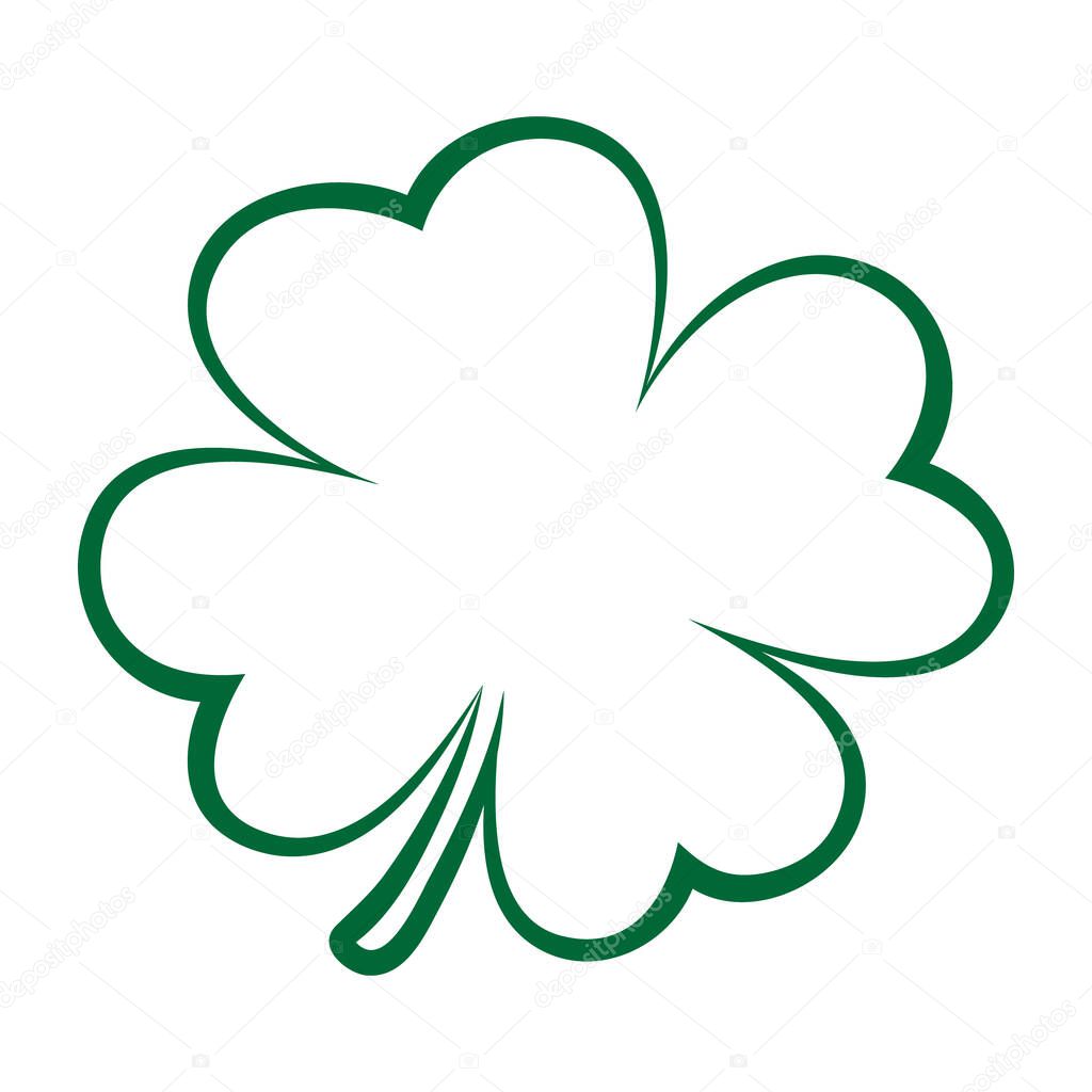 Four leaf clover outline icon. Vector illustration for St. Patrick's day decor