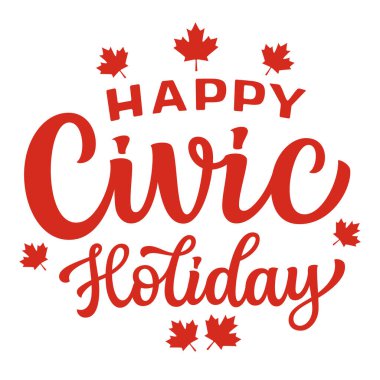 İyi tatiller. Beyaz arka planda izole edilmiş akçaağaç yapraklı kırmızı harflerle yazılmış el yazısı. Kanadalı tatil süslemeleri, afişler, kartlar için vektör tipografi posteri