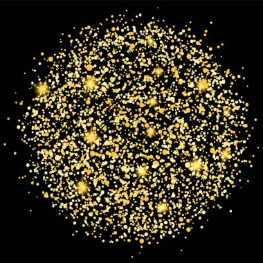 Siyah arka planda parlak, parlak, altın bir halka. Yeni yıl veya Noel posterleri, afişler, kartlar, reklamlar, sosyal medya için vektör illüstrasyonu