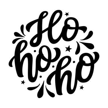 Hey, hey. Beyaz arka planda izole edilmiş yuvarlak şekilli el yazısı. Posterler, kartlar, bayram dekorları, Noel baloları, süsler için vektör tipografisi