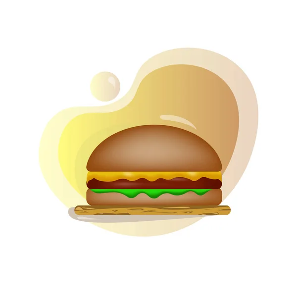 Voluminous Juicy Burger Food Vector Illustration — Stock Vector