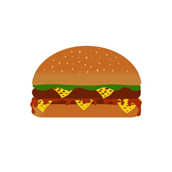 Szaftos Hamburger Fehér Háttér — Stock Vector