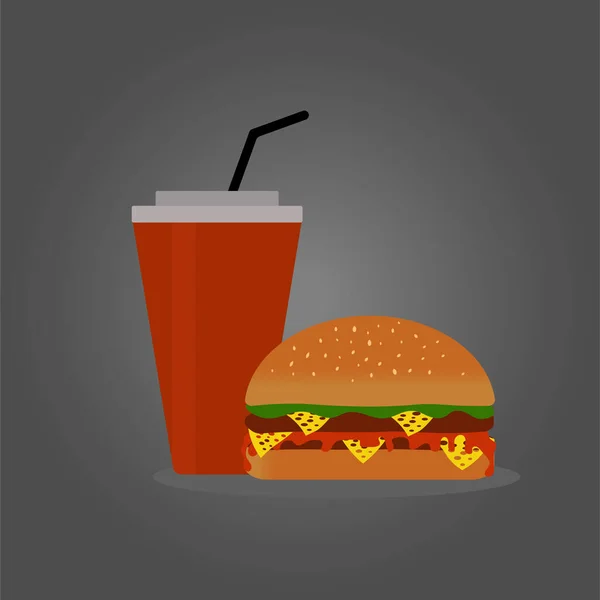 Hamburger Met Drank Vectorafbeeldingen — Stockvector