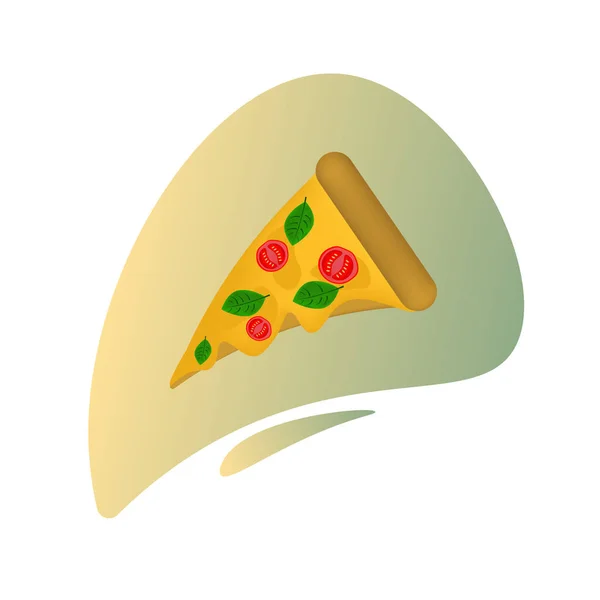 Plak Cheesy Pizza Met Tomaten Food Vector Illustratie — Stockvector