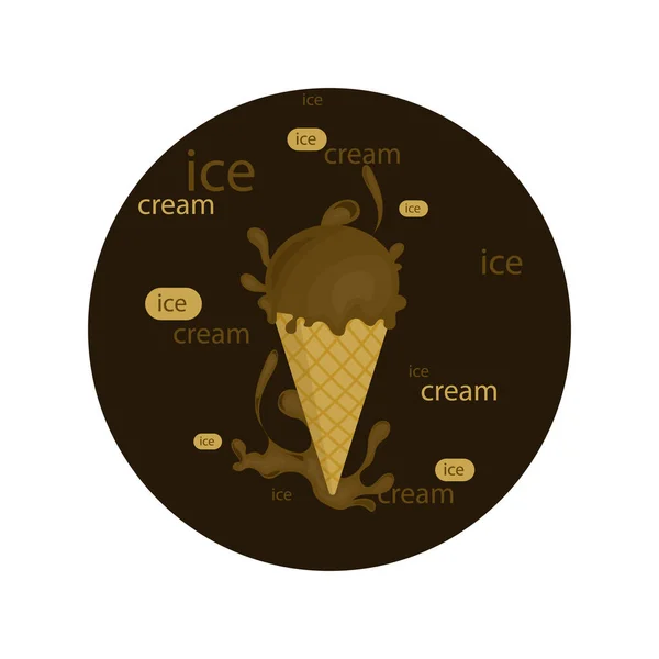 Glace Chocolat Sur Fond Noir Illustration Vectorielle Food — Image vectorielle