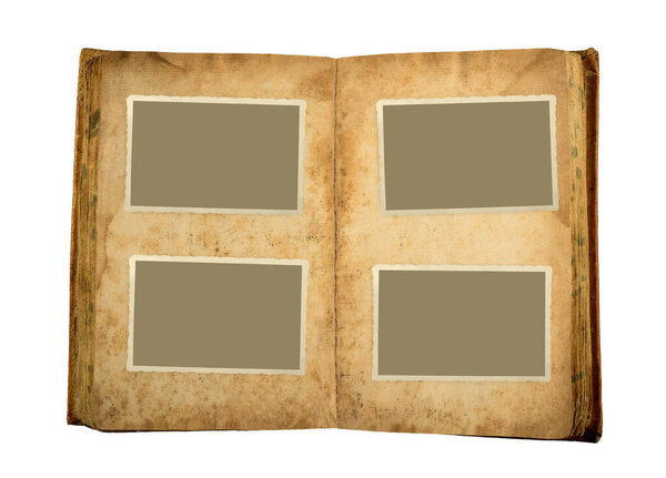 Старый альбом с чистым фото изолированы на белом