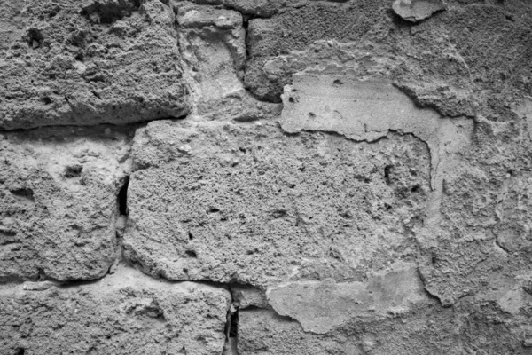 Запоминающееся Черно Белое Изображение Текстуры Старой Кирпичной Стены Туфа — стоковое фото