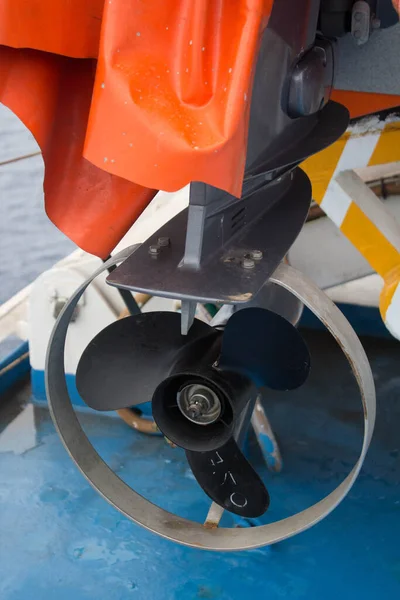 evocative image of a life raft propeller of a line ferry