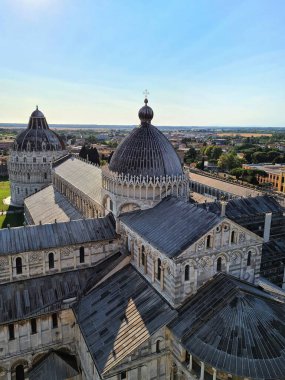 2022.07.15 Italy, Pisa Cathedral of Santa Maria Assunta in Piazza dei Miracoli,evocative image of the back of the Cathedral seen from the topof the tower of Pisa under a clear sky