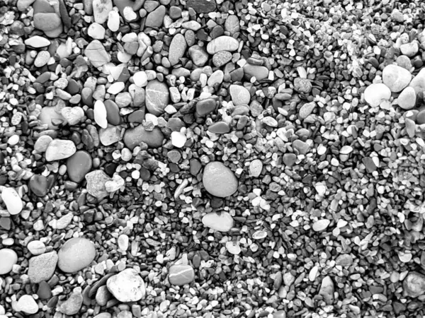 Eindrucksvolle Schwarz Weiß Textur Bild Von Kleinen Steinen Einem Strand — Stockfoto