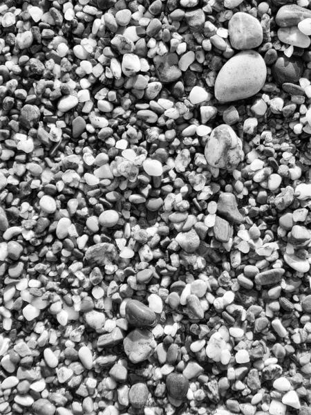 Eindrucksvolle Schwarz Weiß Textur Bild Von Kleinen Steinen Einem Strand — Stockfoto