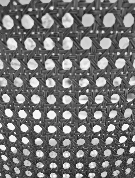 Evocative Black White Textured Image Woven Wicker Chair Surface Texture — Stock Photo, Image