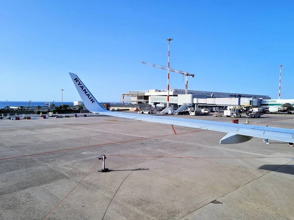 2022 Palermo Punta Raisi Flygplats Ryanair Lågprisflygbolag Suggestiv Närbild Flygplanets — Stockfoto