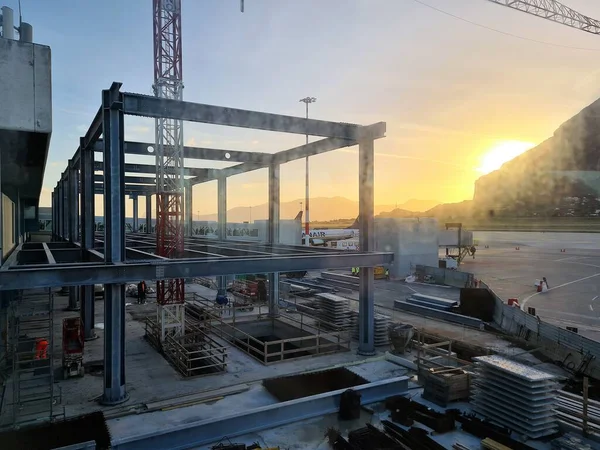 2022 Flughafen Palermo Punta Raisi Eindrucksvolles Bild Der Erweiterungsarbeiten Der — Stockfoto