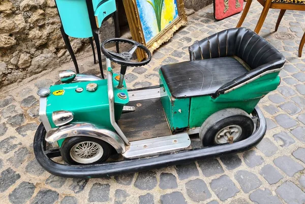 Erinnerungsbild Eines Alten Vergnügungsparkwagens Auf Einem Oldtimermarkt Italien — Stockfoto