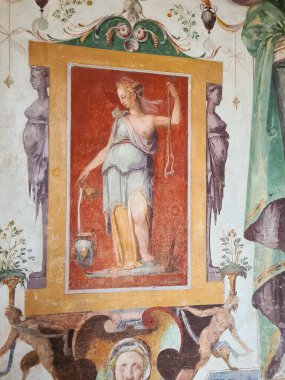 2024.07.11 Tivoli, Villa d 'Este, UNESCO' nun Roma kapılarındaki Dünya Mirası Bölgesi, bir freskin ayrıntılı görüntüsünü anımsatıyor.