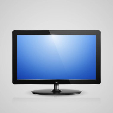 Bilgisayar monitörünün gerçekçi vektör illüstrasyonu.